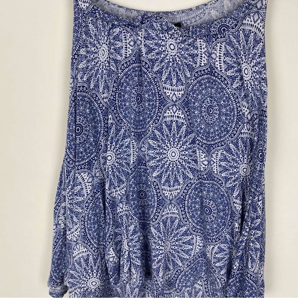 Torrid Maxi Jersey Knit Tiered Dress Mandala Print Blue Plus Size 1X - Picture 9 of 12